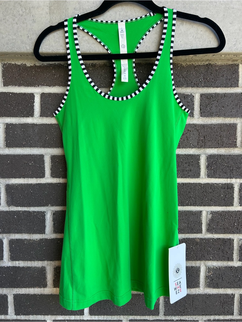 lululemon athletica Green Racerback Tank with Black & White Trim